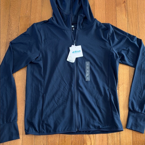 NWT Uniqlo AIRism Dark Blue Zip Up Athletic Sweatshirt Size Medium - Picture 3 of 8